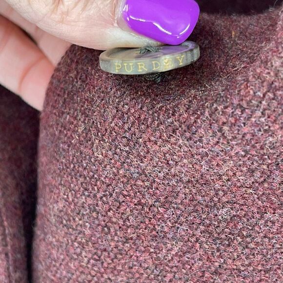 Purdey‎ Gun & Rifle Makers Drummond Suede-Trimmed Cashmere Blazer Merlot Women 8 - Picture 12 of 14